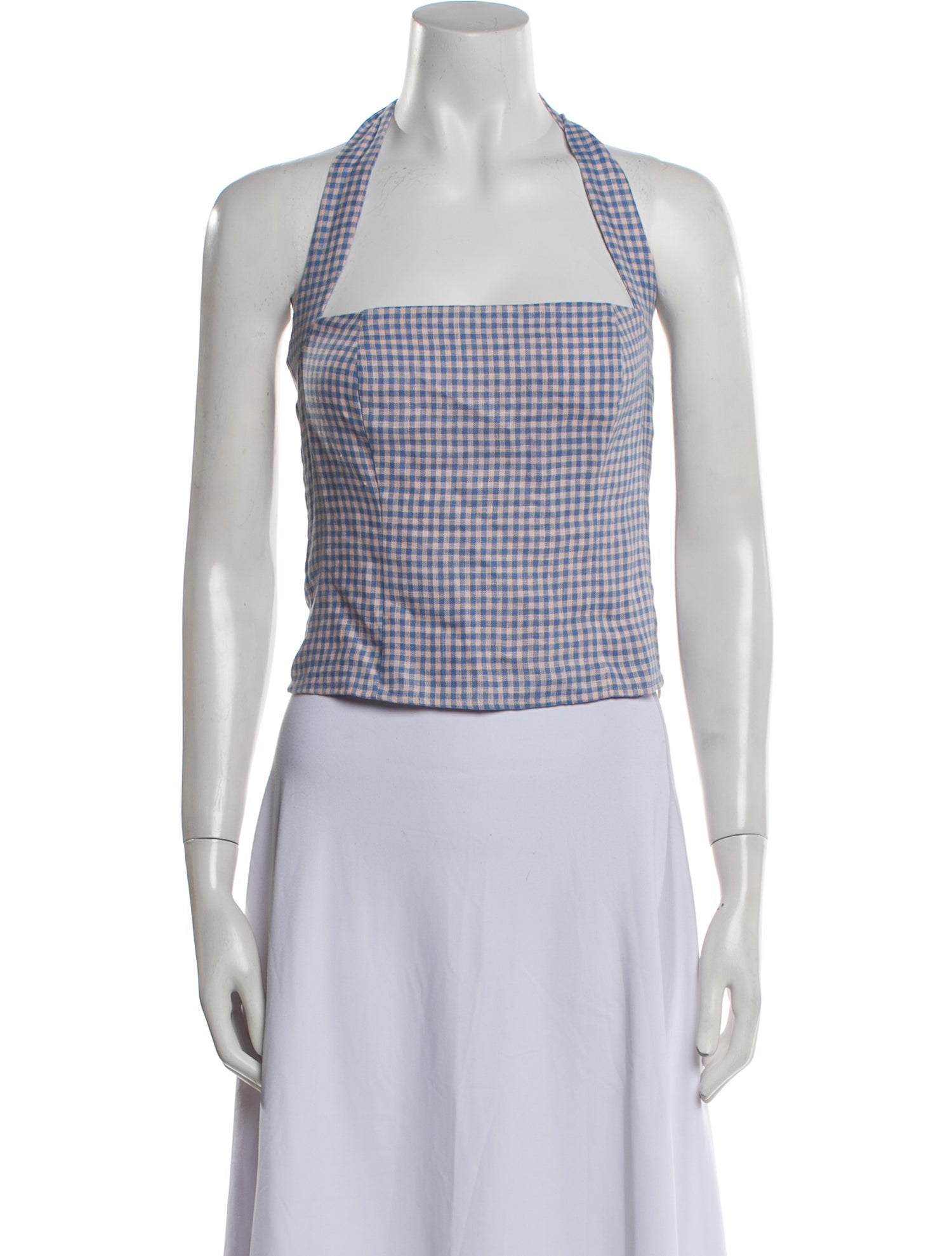 Reformation Linen Plaid Print Crop Top