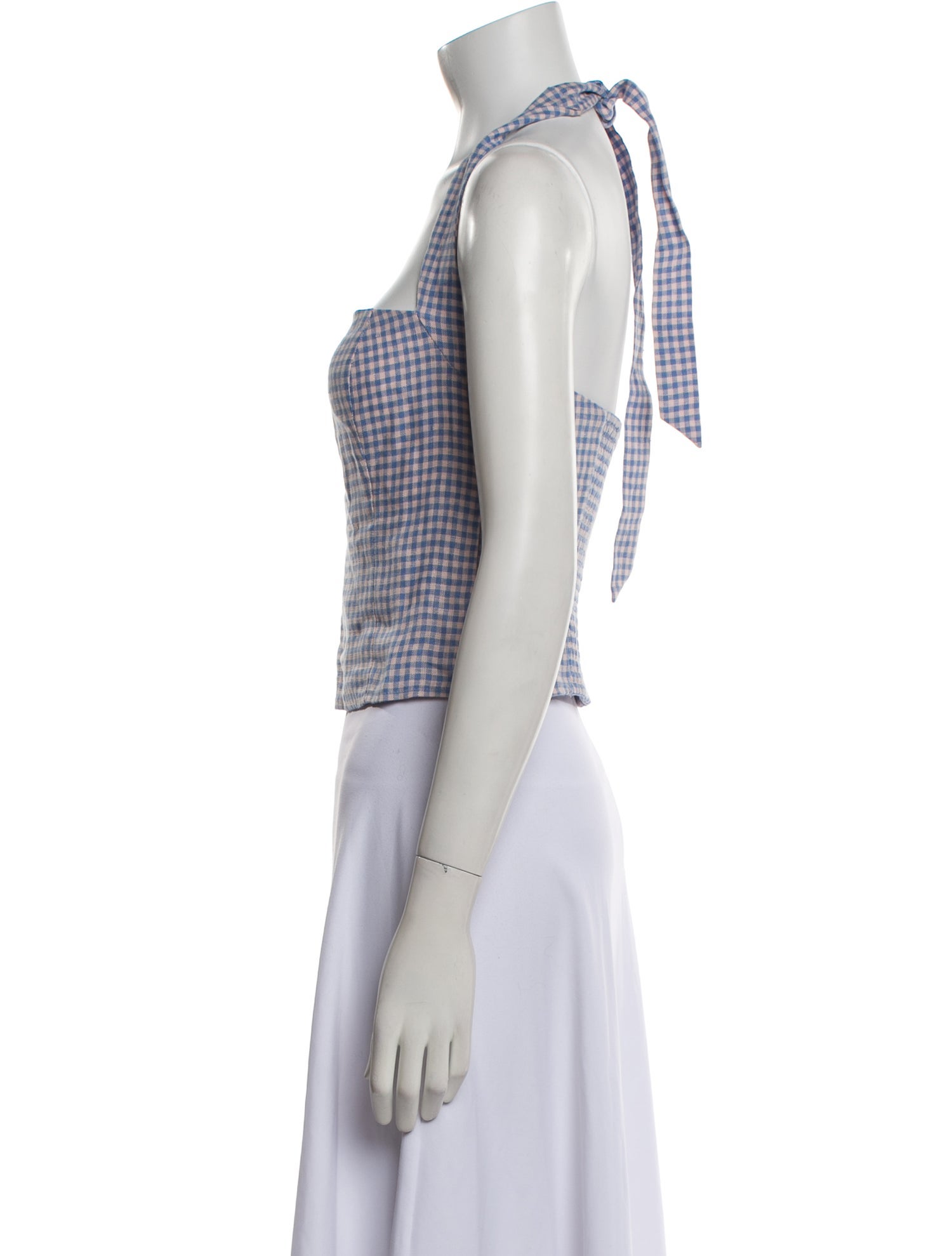 Reformation Linen Plaid Print Crop Top