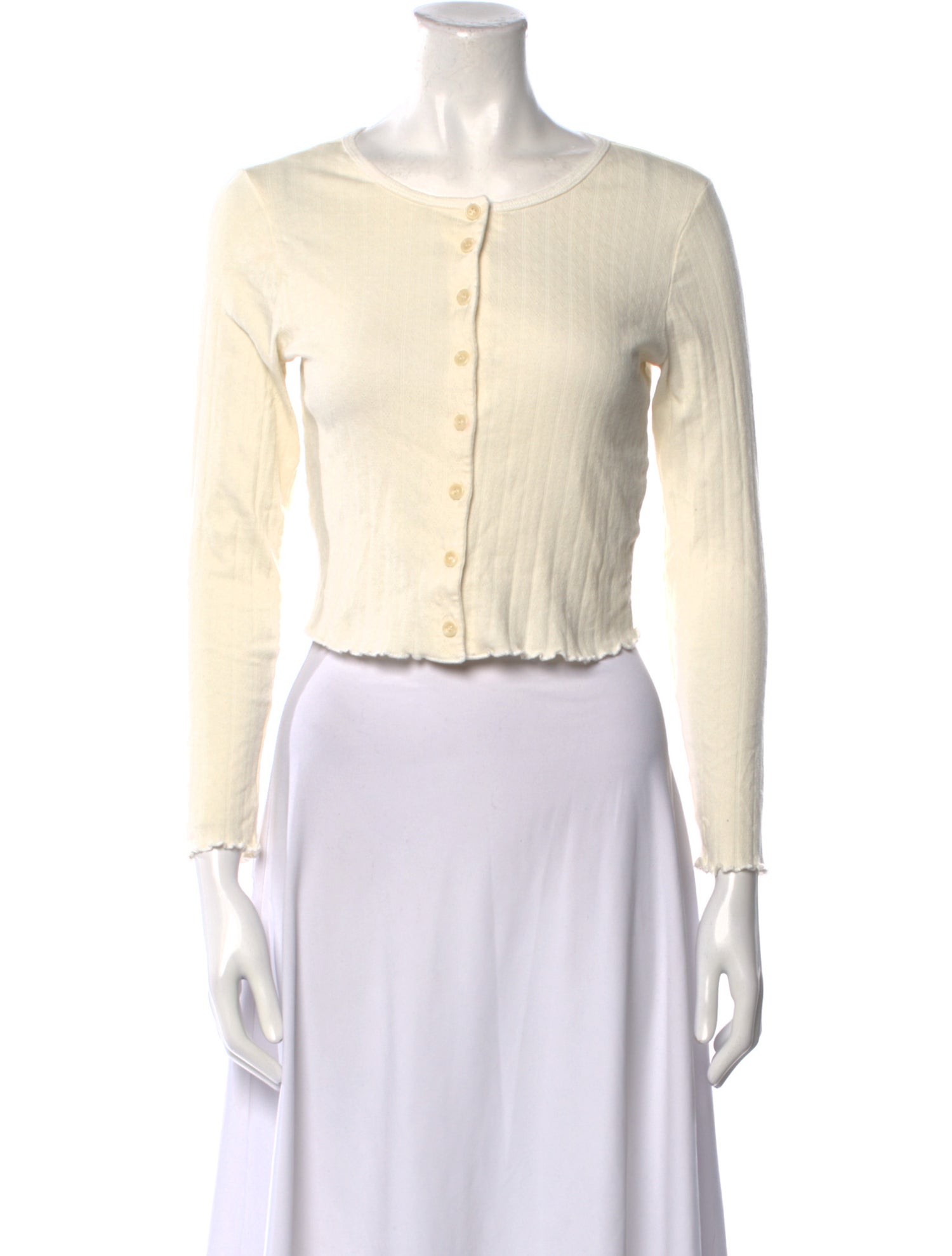 Reformation Scoop Neck Long Sleeve Crop Top