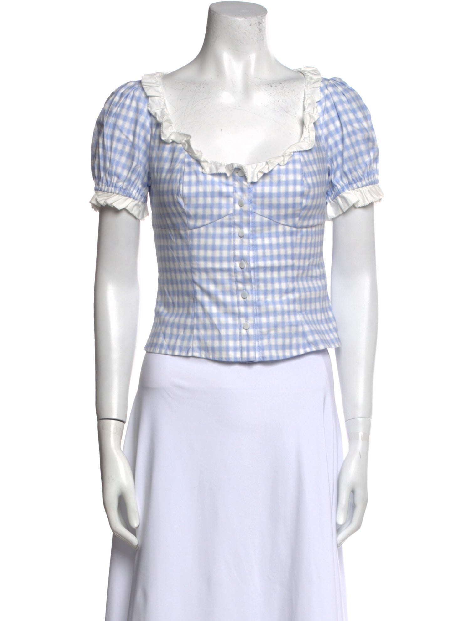 Reformation Plaid Print Square Neckline Crop Top