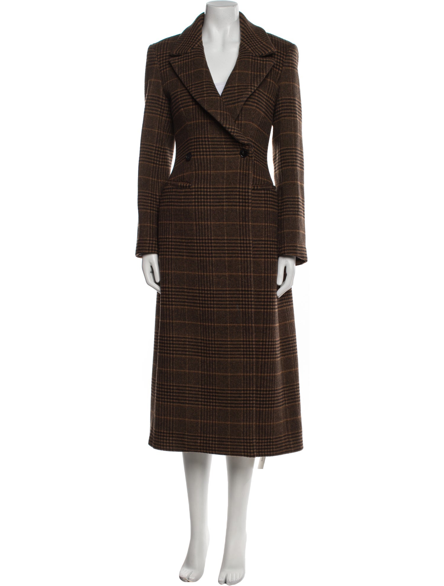 Reformation Wool Plaid Print Peacoat