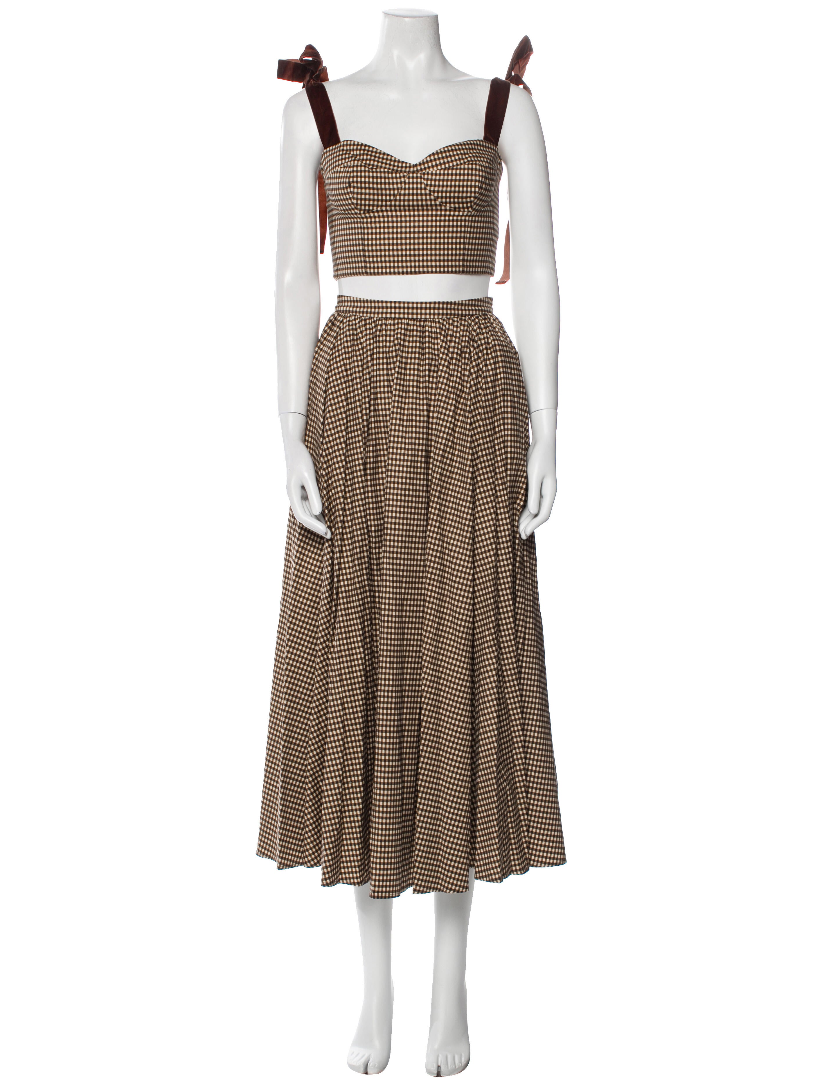 Reformation x Kacey Musgraves Plaid Print Bow Accents Skirt Set