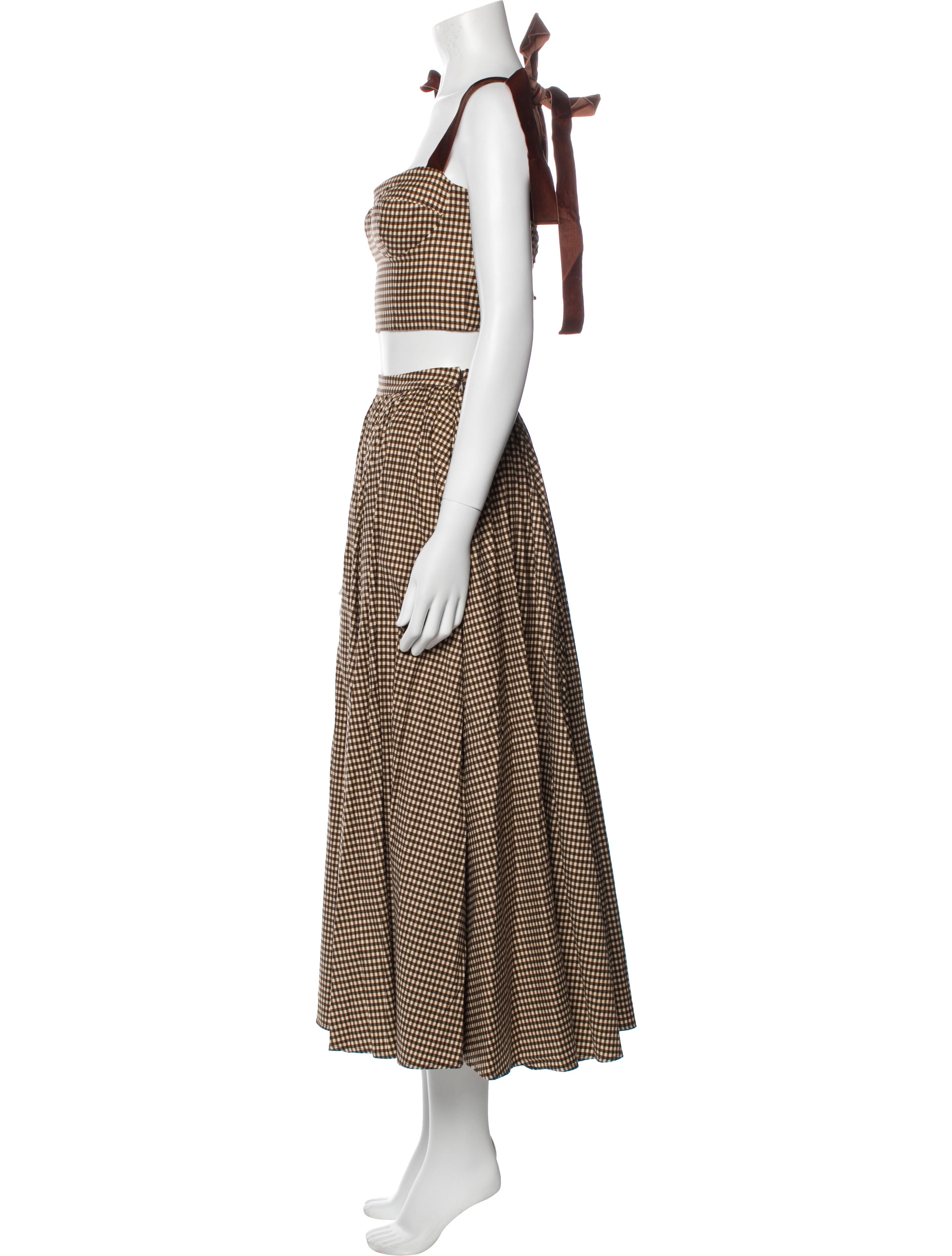 Reformation x Kacey Musgraves Plaid Print Bow Accents Skirt Set