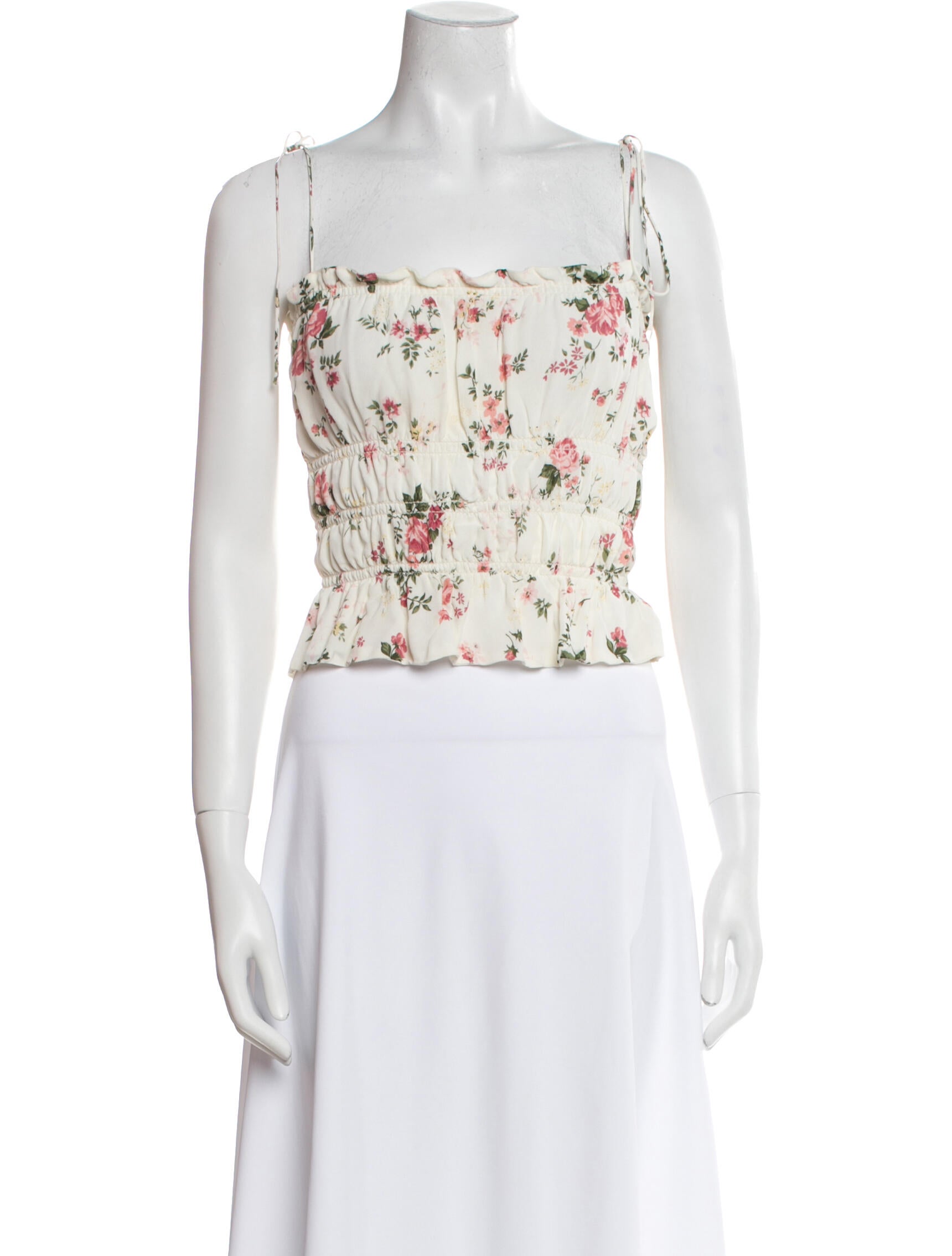 Reformation Floral Print Square Neckline Crop Top