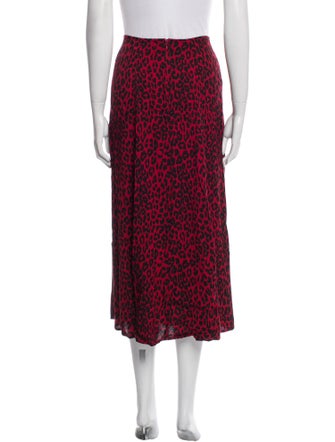 Reformation Animal Print Midi Length Skirt