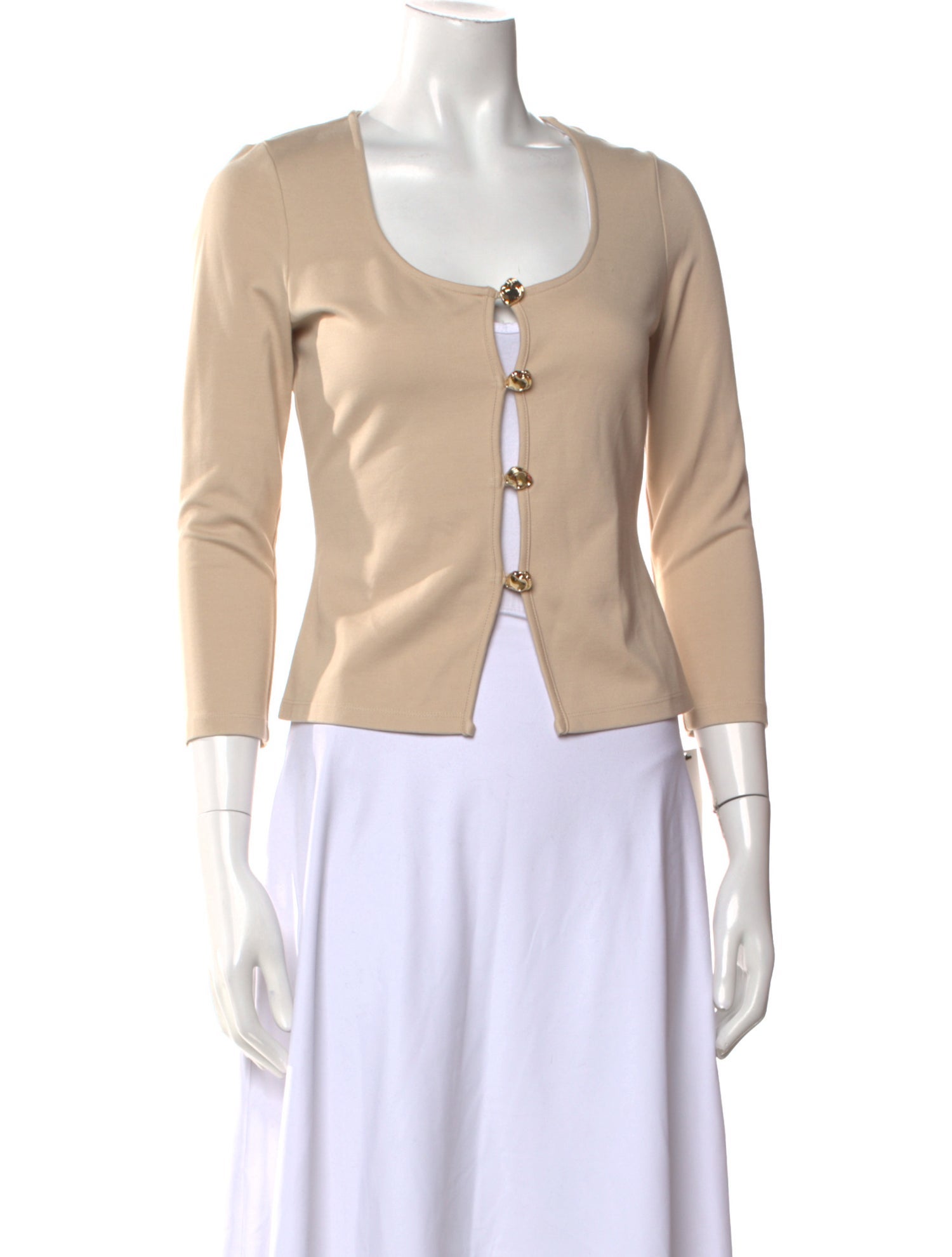 Reformation Scoop Neck Three-Quarter Sleeve Crop Top