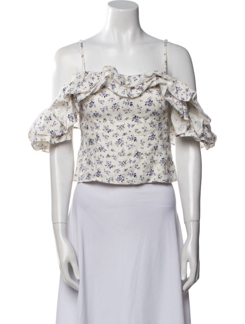 Reformation Linen Floral Print Crop Top