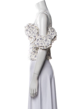 Reformation Linen Floral Print Crop Top