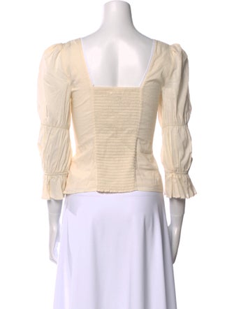 Reformation Square Neckline Three-Quarter Sleeve Crop Top