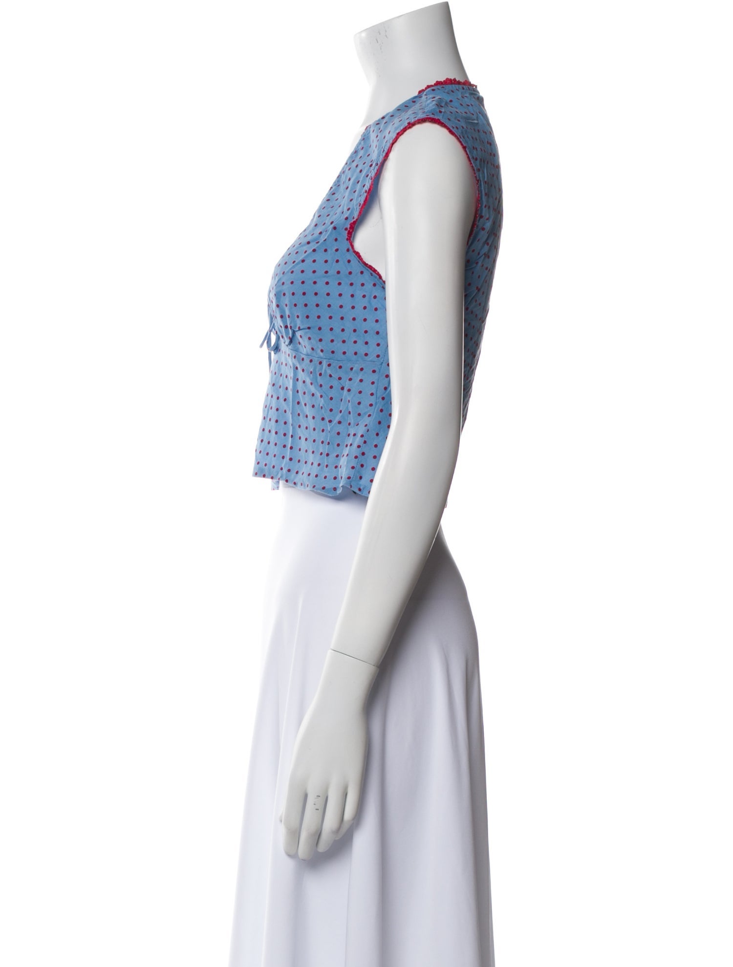 Reformation Polka Dot Print V-Neck Crop Top