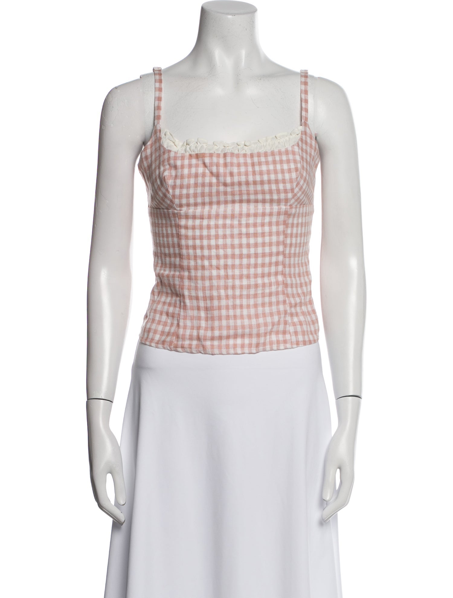 Reformation Linen Plaid Print Crop Top