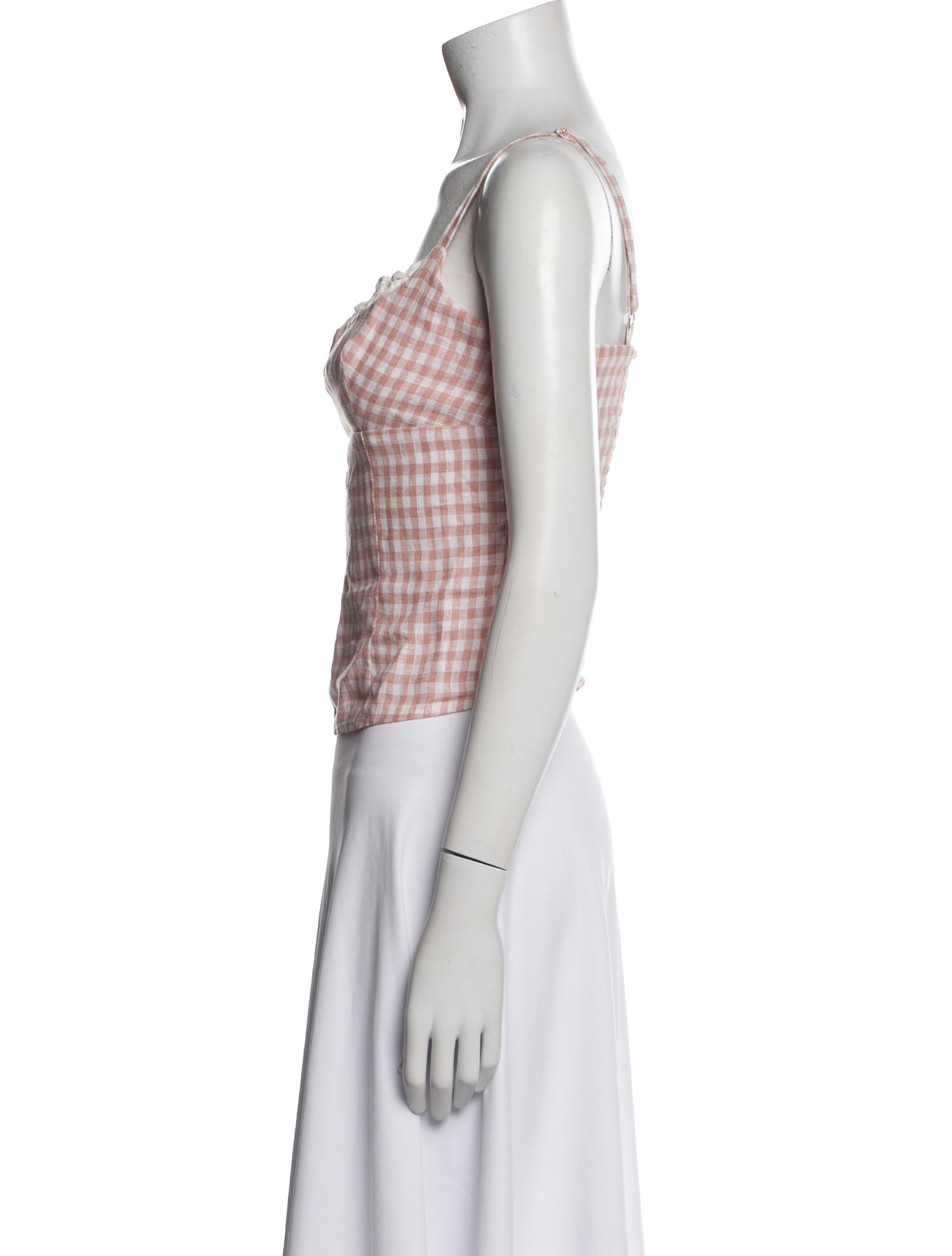 Reformation Linen Plaid Print Crop Top