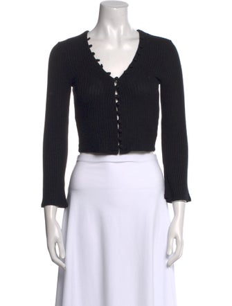 Reformation V-Neck Three-Quarter Sleeve Crop Top