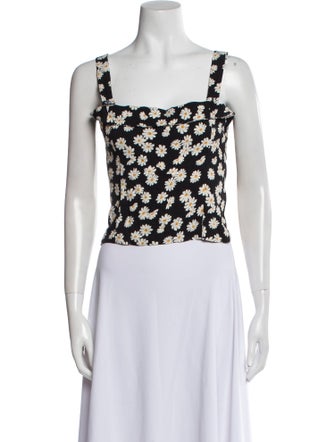 Reformation Floral Print Square Neckline Crop Top
