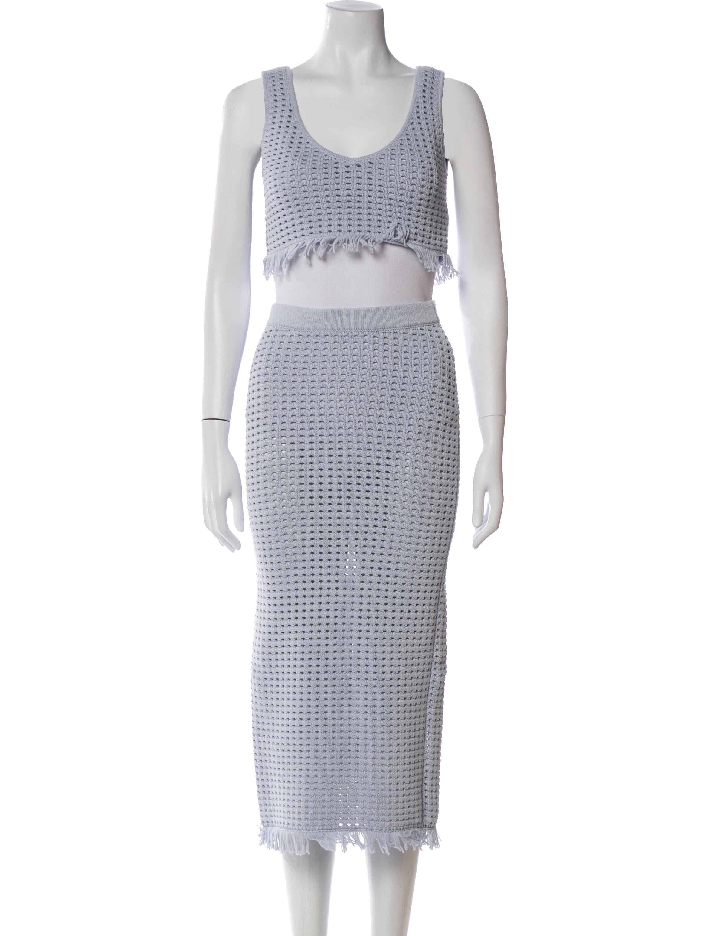 Reformation Lace Pattern Crochet Trim Skirt Set