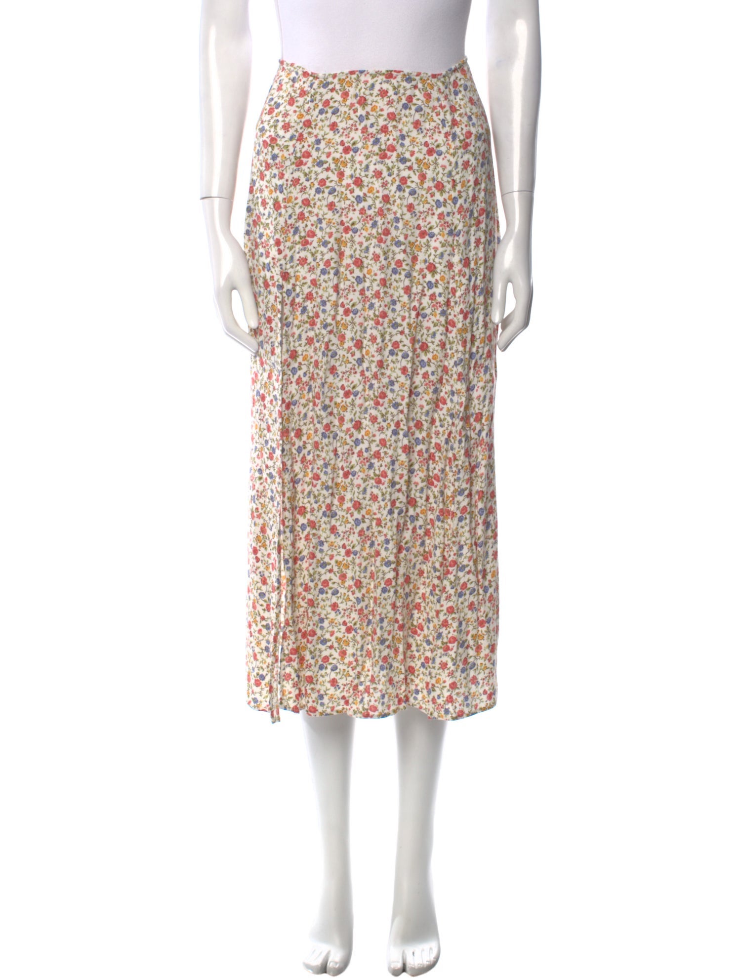 Reformation Floral Print Midi Length Skirt