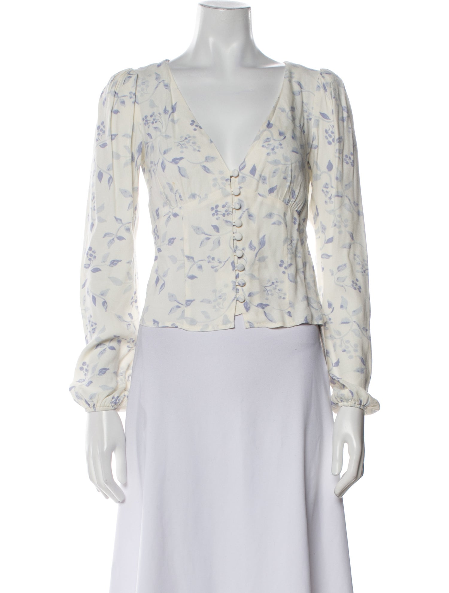 Reformation Floral Print V-Neck Crop Top