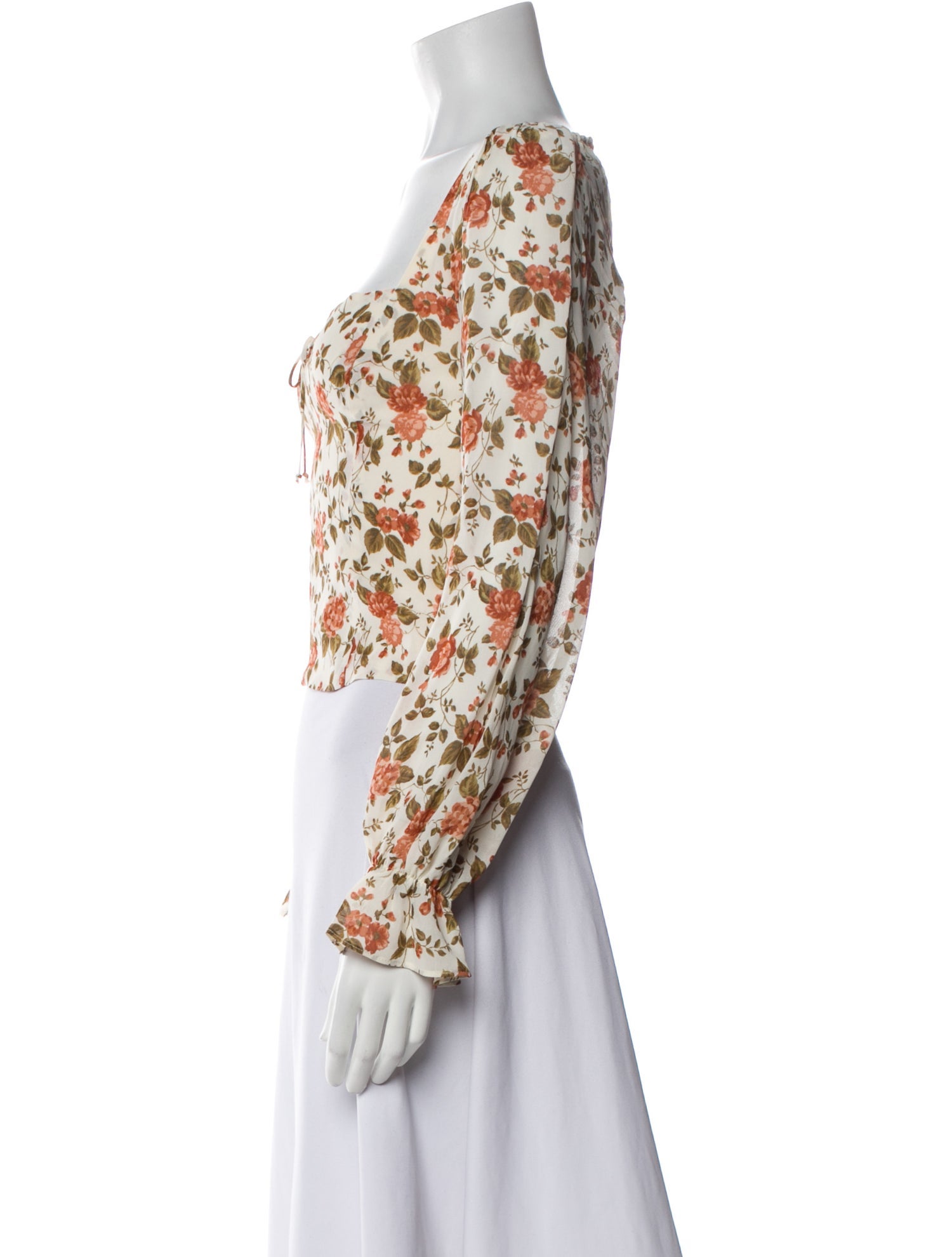 Reformation Floral Print Square Neckline Crop Top