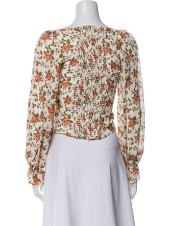 Reformation Floral Print Square Neckline Crop Top