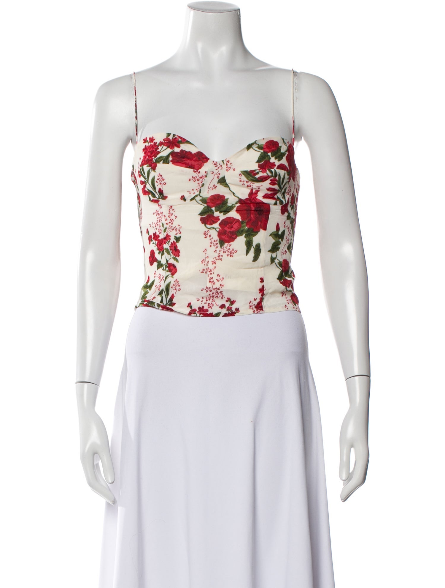 Reformation Floral Print Strapless Crop Top