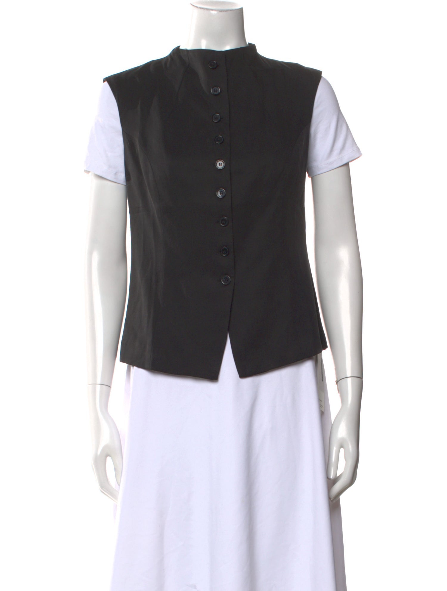 Reformation Mock Neck Short Sleeve Button-Up Top