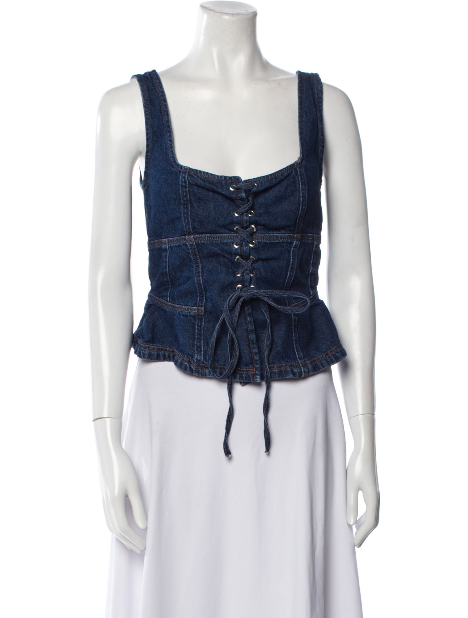 Reformation Square Neckline Sleeveless Crop Top