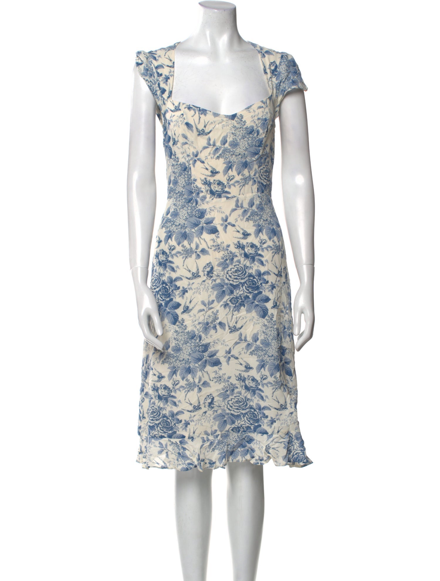 Reformation Floral Print Knee-Length Dress