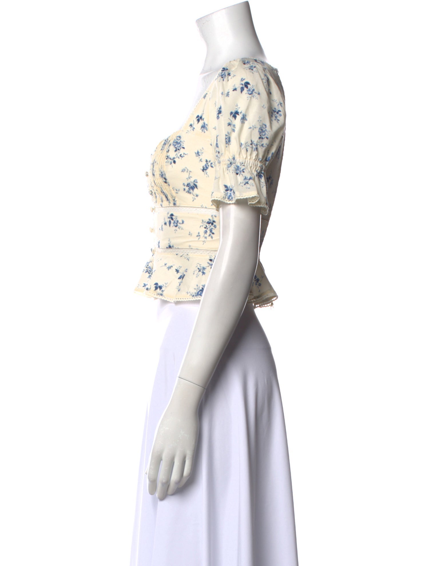 Reformation Floral Print Square Neckline Crop Top