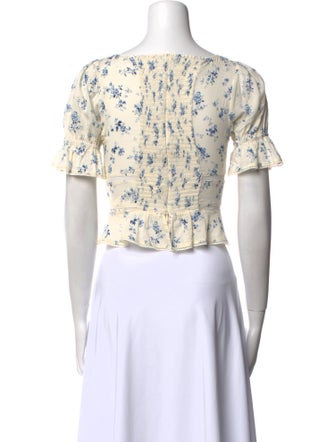 Reformation Floral Print Square Neckline Crop Top