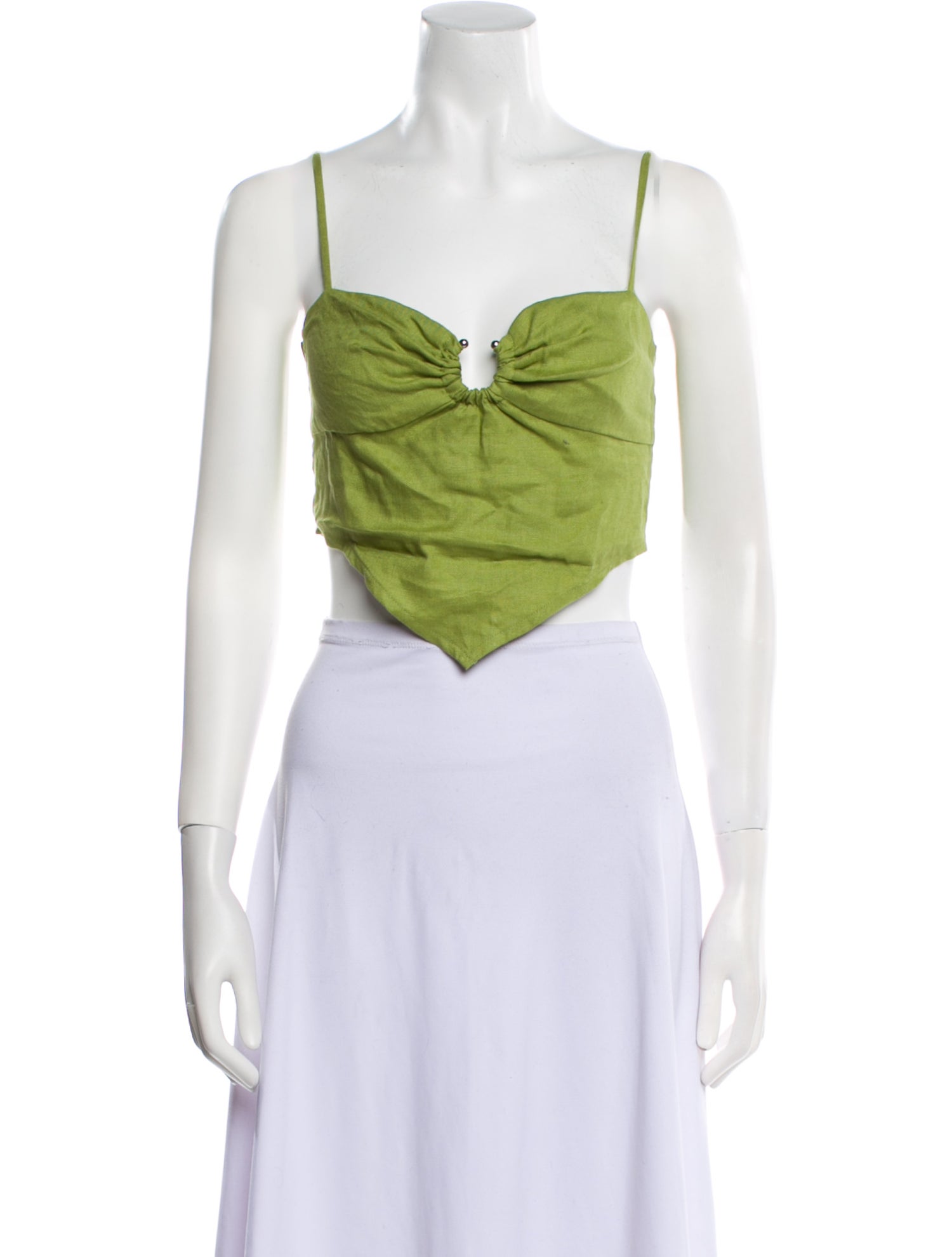 Reformation Linen Square Neckline Crop Top