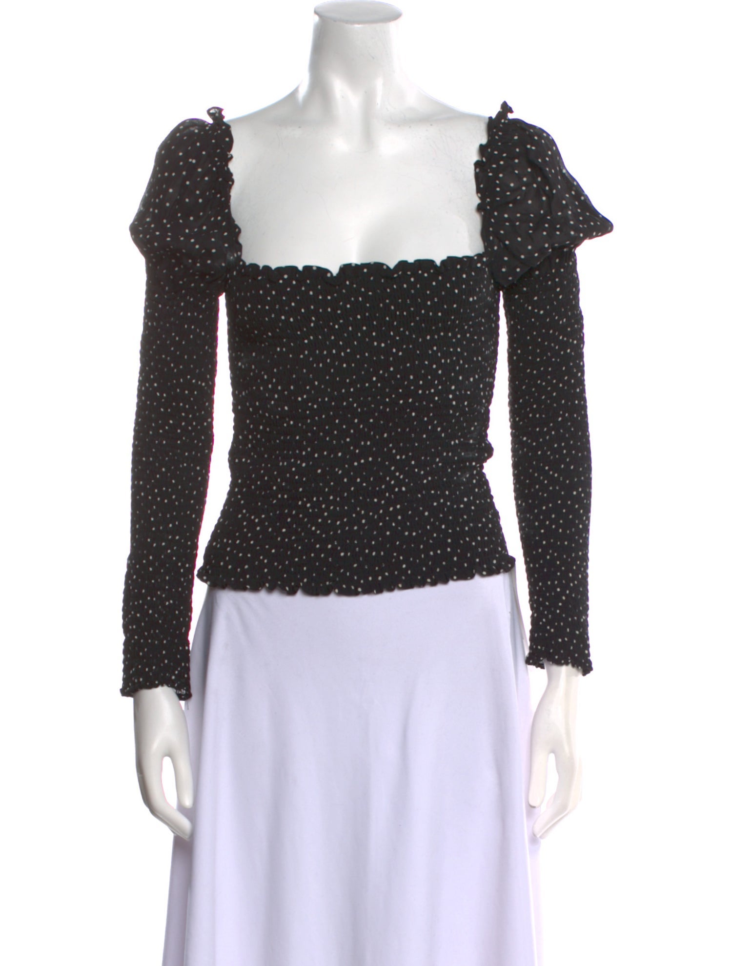 Reformation Polka Dot Print Square Neckline Crop Top