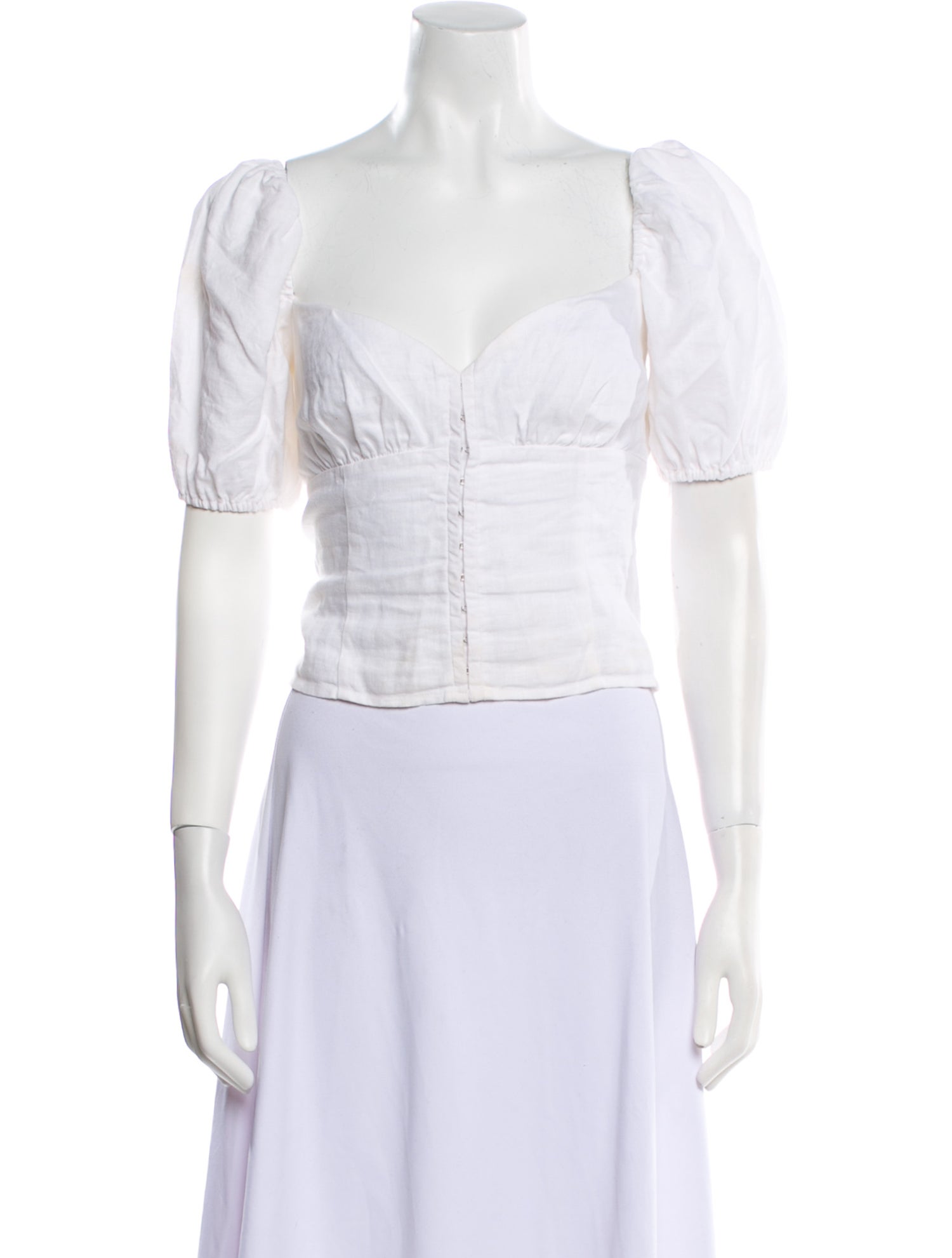 Reformation Linen Square Neckline Crop Top