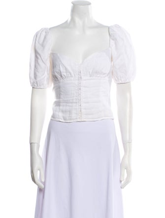 Reformation Linen Square Neckline Crop Top