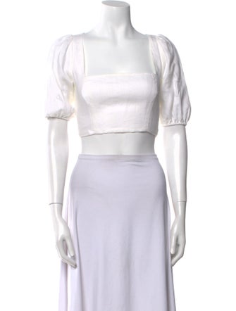 Reformation Linen Square Neckline Crop Top