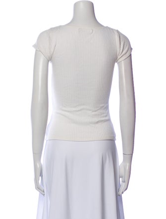 Reformation Square Neckline Short Sleeve Crop Top