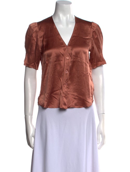 Reformation Silk V-Neck Button-Up Top