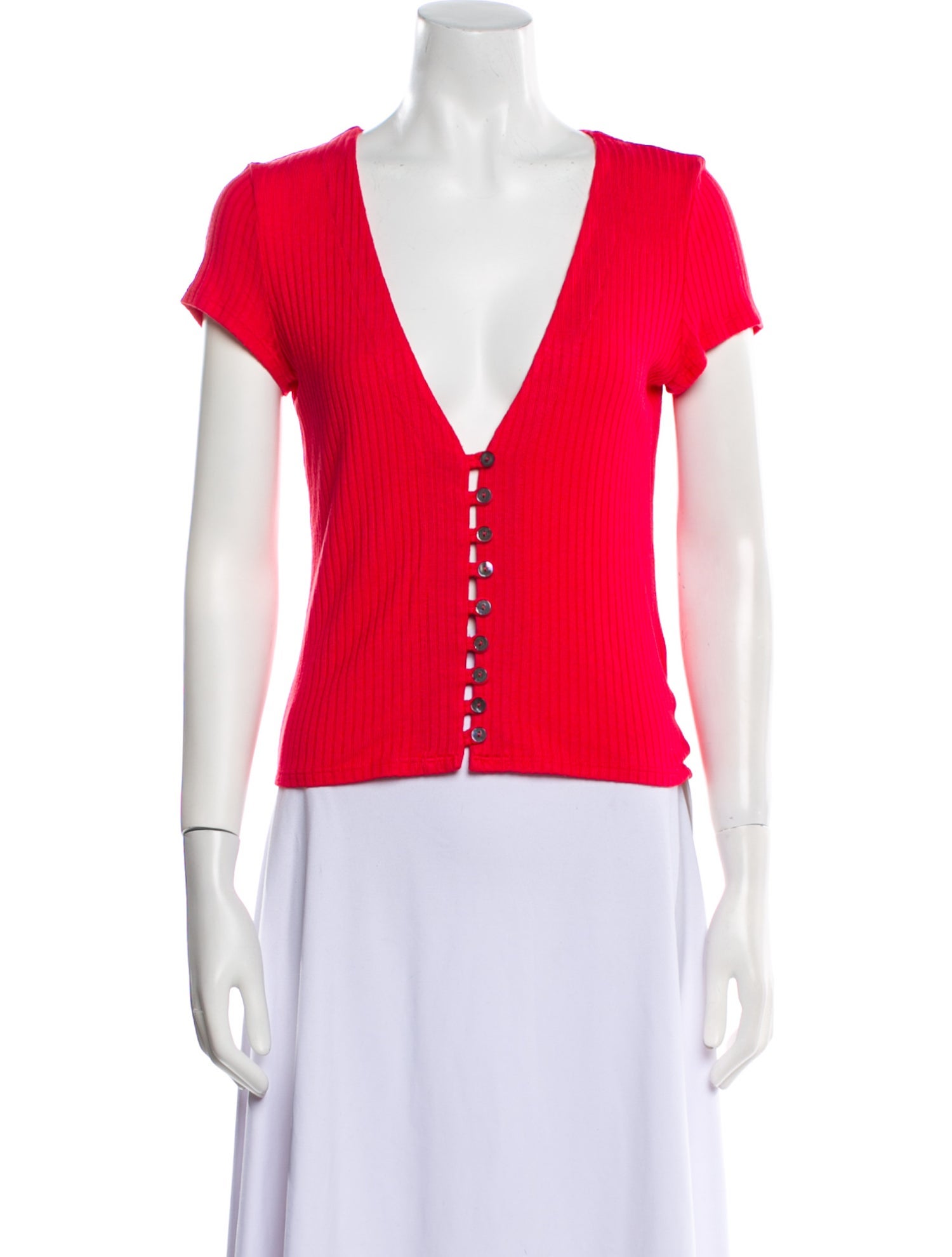 Reformation V-Neck Short Sleeve Crop Top