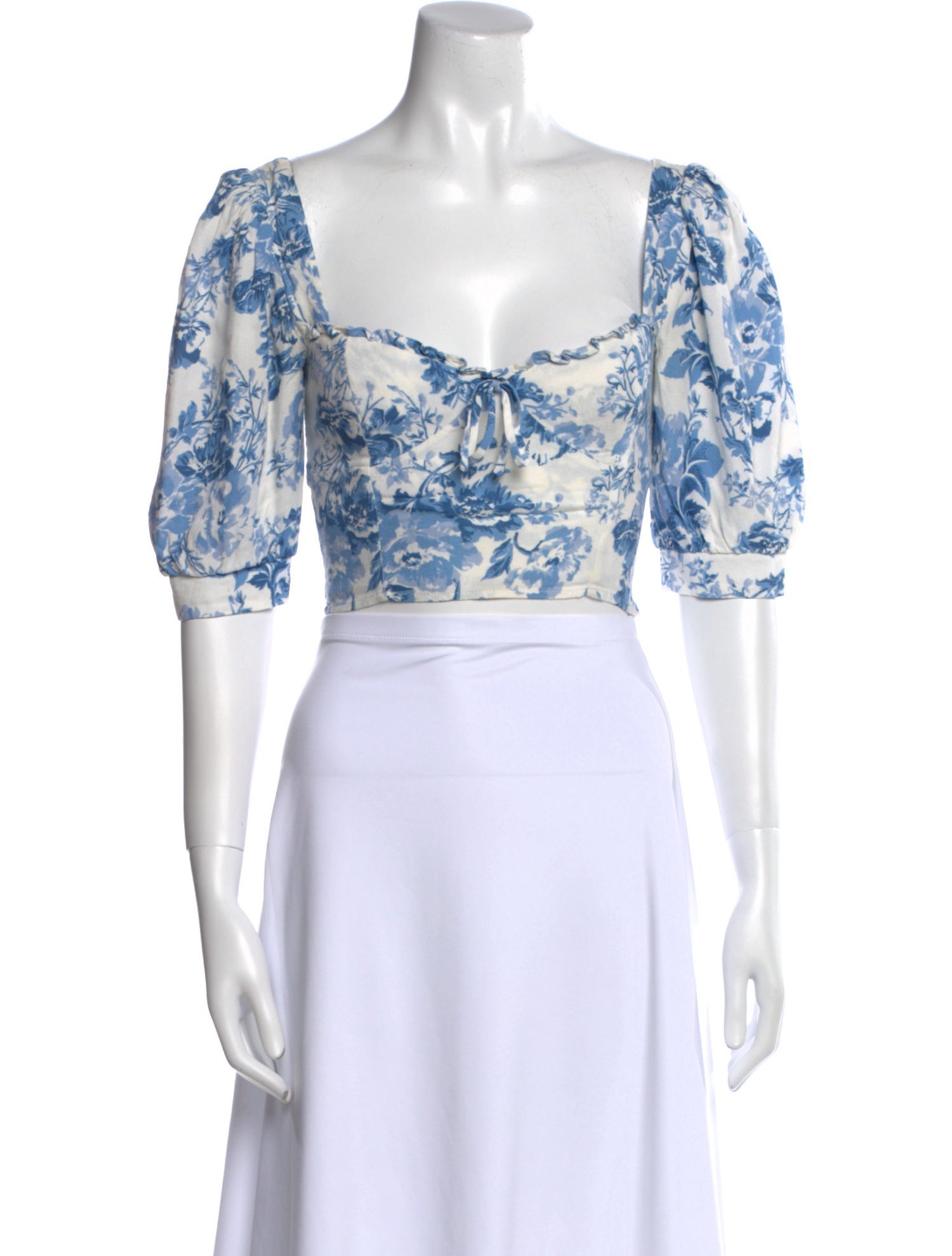 Reformation Floral Print Square Neckline Crop Top