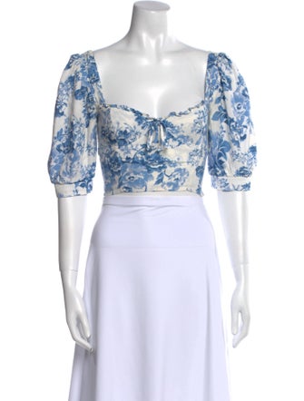 Reformation Floral Print Square Neckline Crop Top