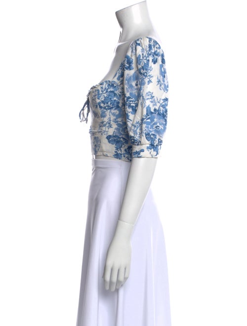 Reformation Floral Print Square Neckline Crop Top