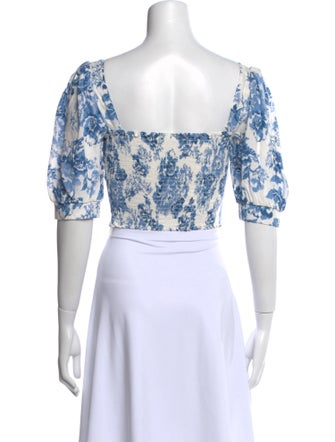 Reformation Floral Print Square Neckline Crop Top