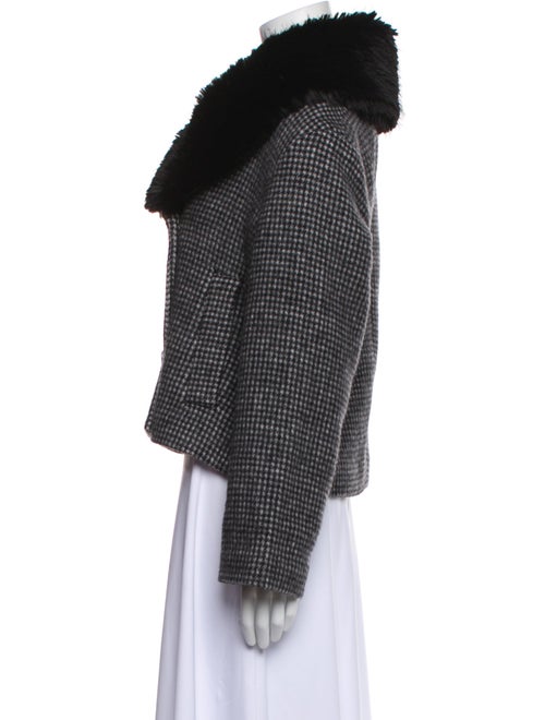 Reformation Wool Plaid Print Faux Fur Jacket