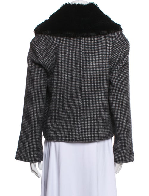 Reformation Wool Plaid Print Faux Fur Jacket