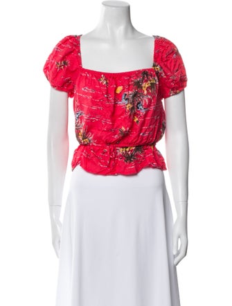 Reformation Floral Print Square Neckline Crop Top