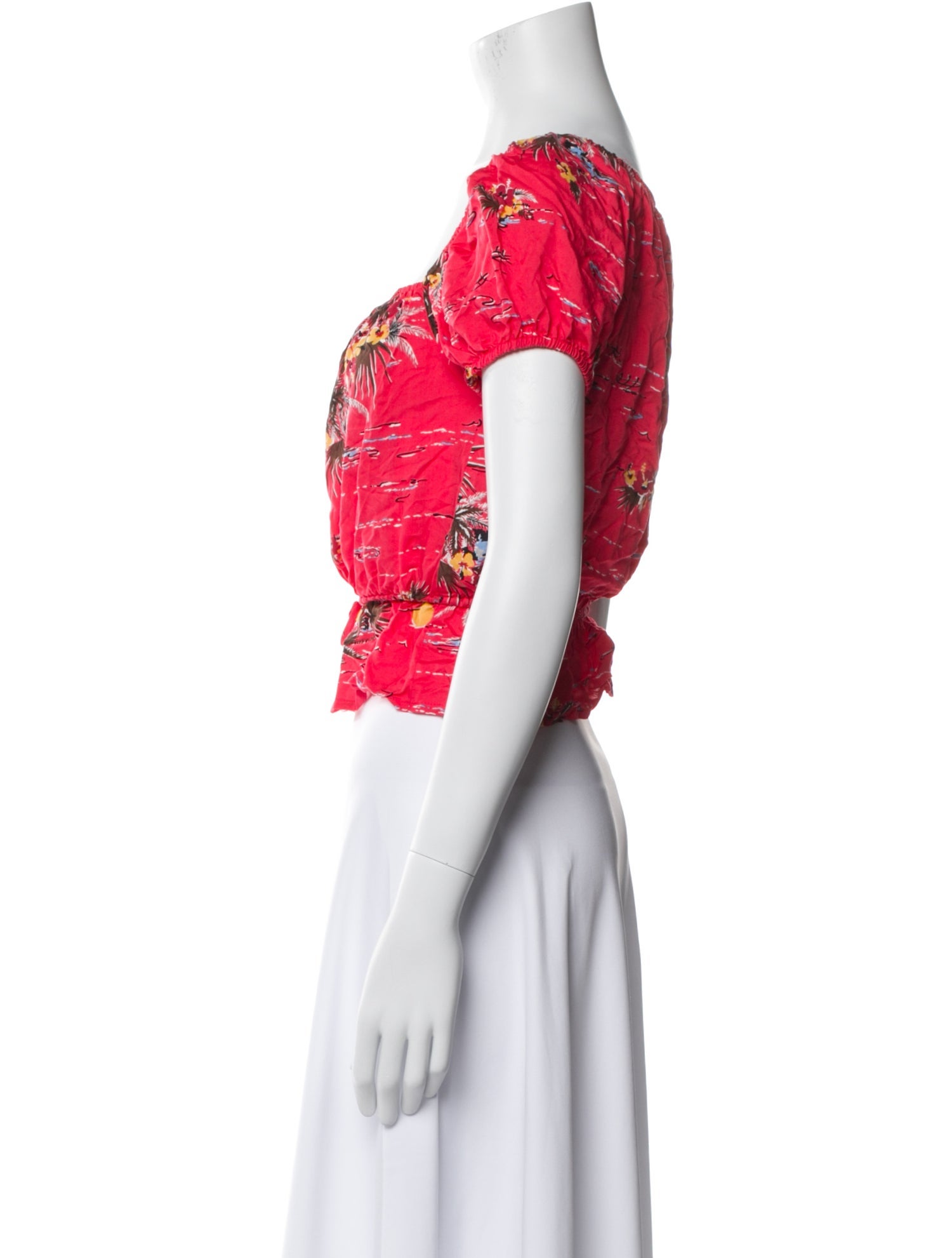 Reformation Floral Print Square Neckline Crop Top