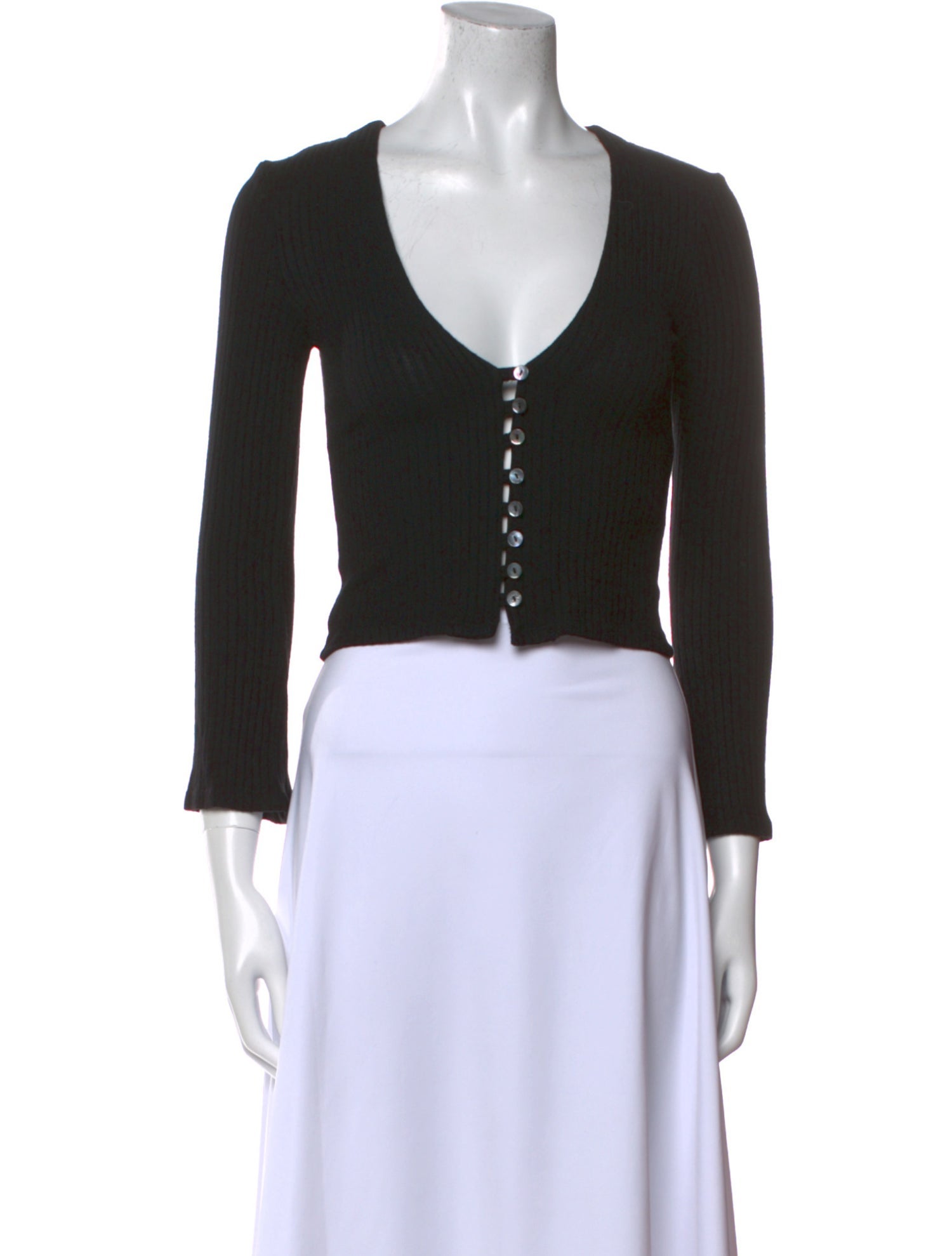 Reformation V-Neck Three-Quarter Sleeve Crop Top