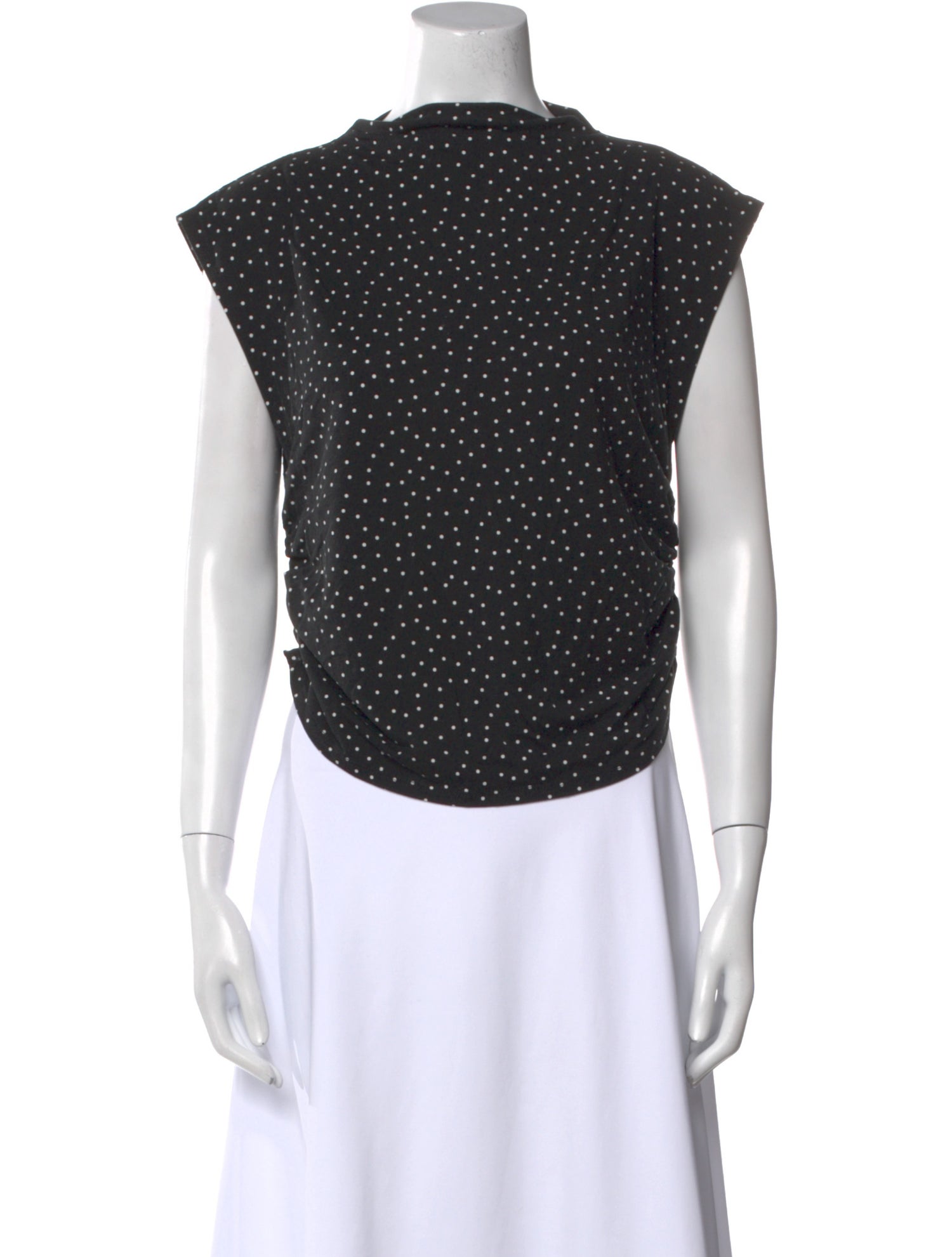 Reformation Polka Dot Print Bateau Neckline Crop Top
