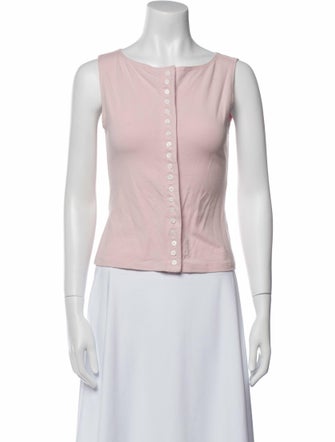 Reformation Bateau Neckline Sleeveless Button-Up Top