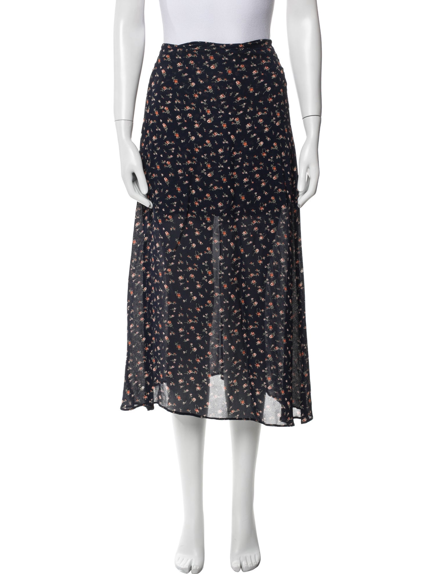 Reformation Floral Print Midi Length Skirt