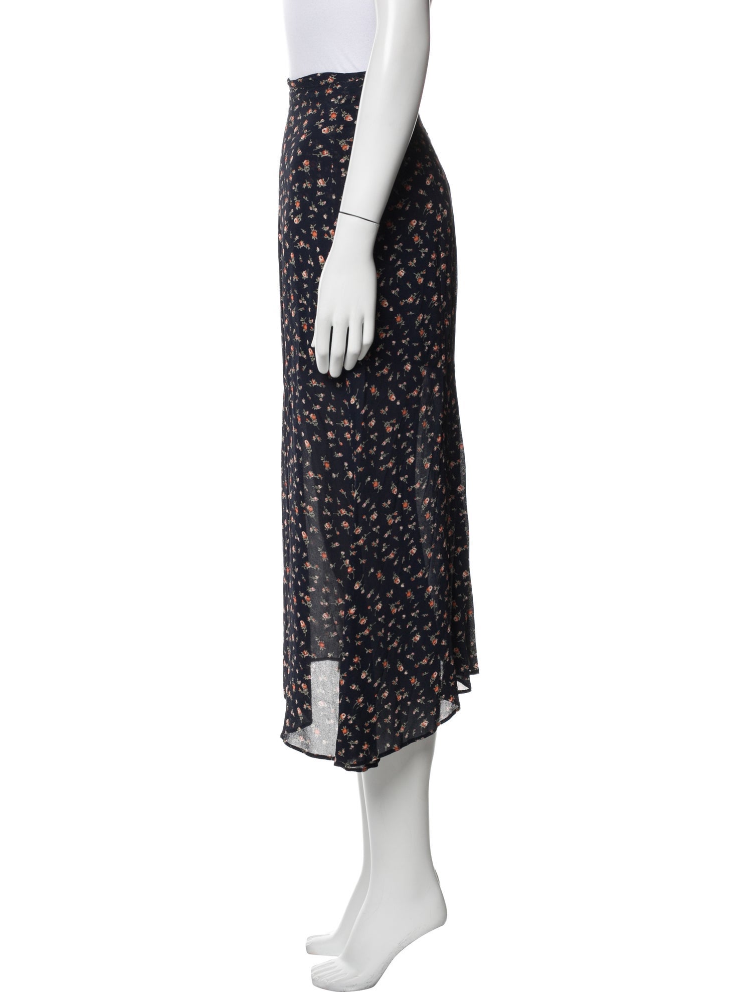 Reformation Floral Print Midi Length Skirt